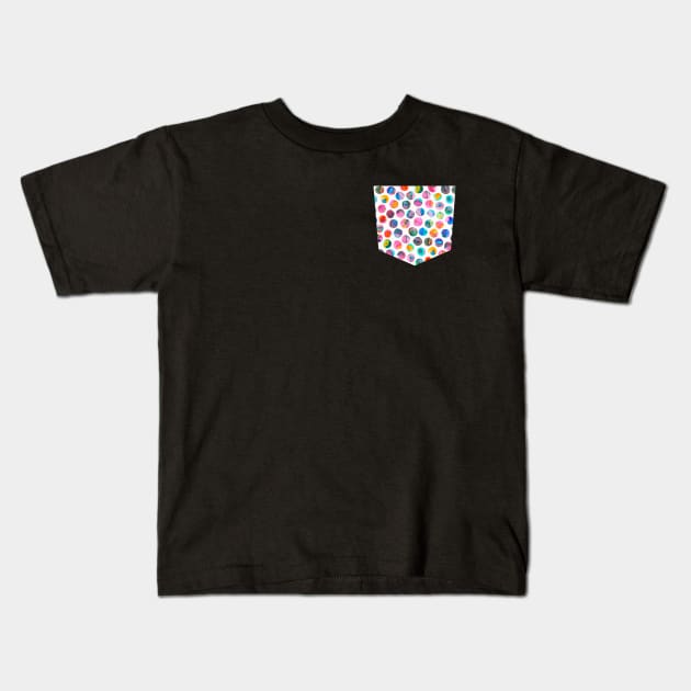 Pocket - Colorful Ink Marbles Dots Multicolored Kids T-Shirt by ninoladesign